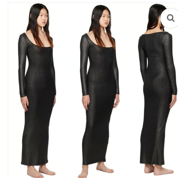SKIMS Metallic Black Long Sleeve Dress - Picture 3 of 3